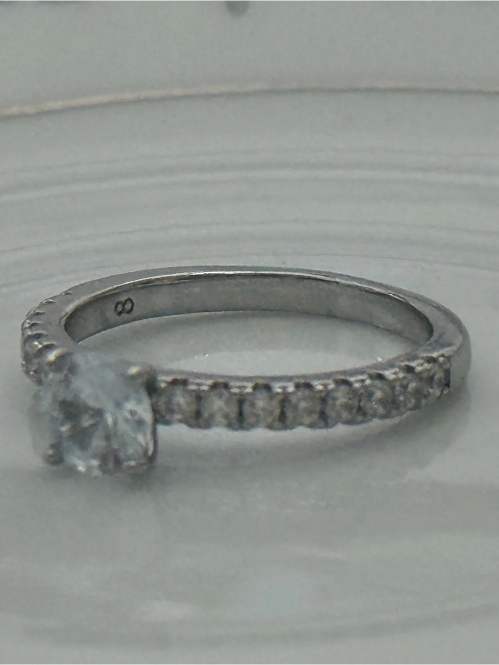 Classic Round-Cut Solitaire CZ women’s  Ring rhodium plated size 7.5